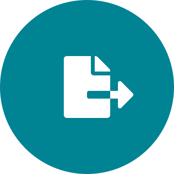 White auto replenishment icon on a round teal background