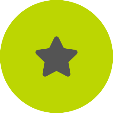 Grey star icon on a round spring green background