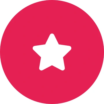 White star icon on a round crimson background