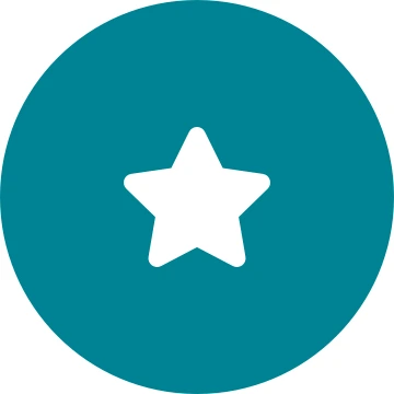 White star icon on a round teal background