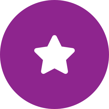 White star icon on a round purple background