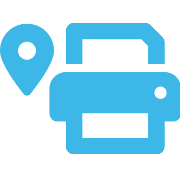 Icoon van een printer en map pin