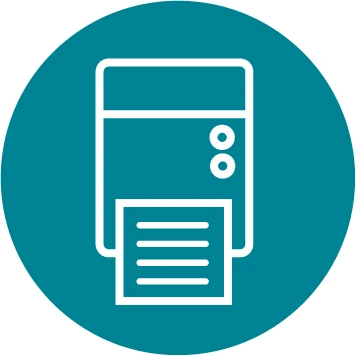Witte printer in groene cirkel