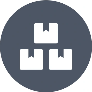 Grey circle with 3 white boxes