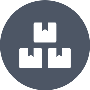 Grey circle with 3 white boxes
