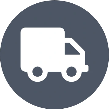 Grey circle with white truck