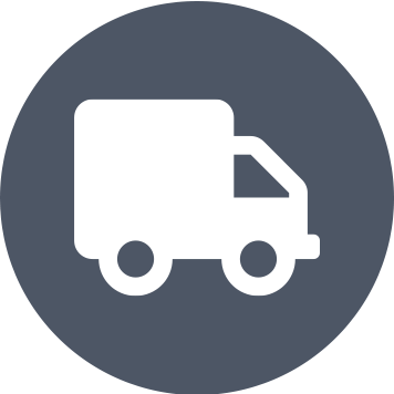 Grey circle with white truck