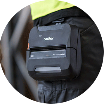 Brother RJ-4 rugged mobile printer worn on-body