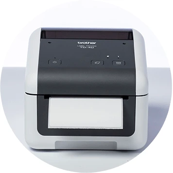Brother TD-4D desktop label printer with blank label