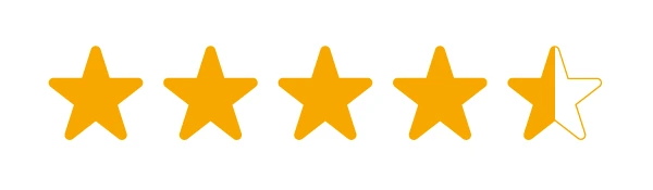Five stars with four and a half coloured in gold