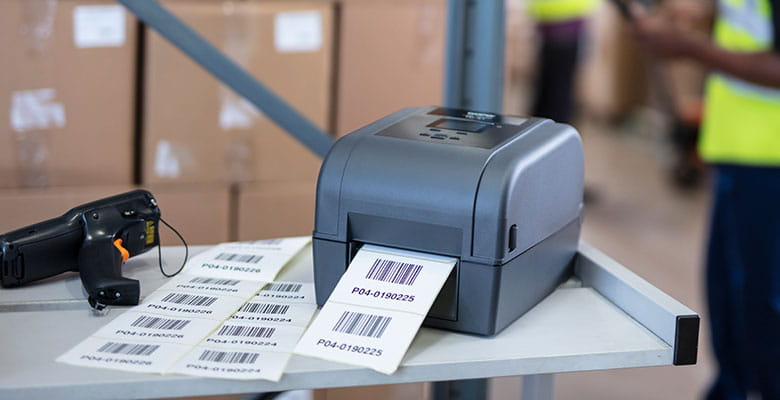 TD thermische overdracht desktop printer in magazijn