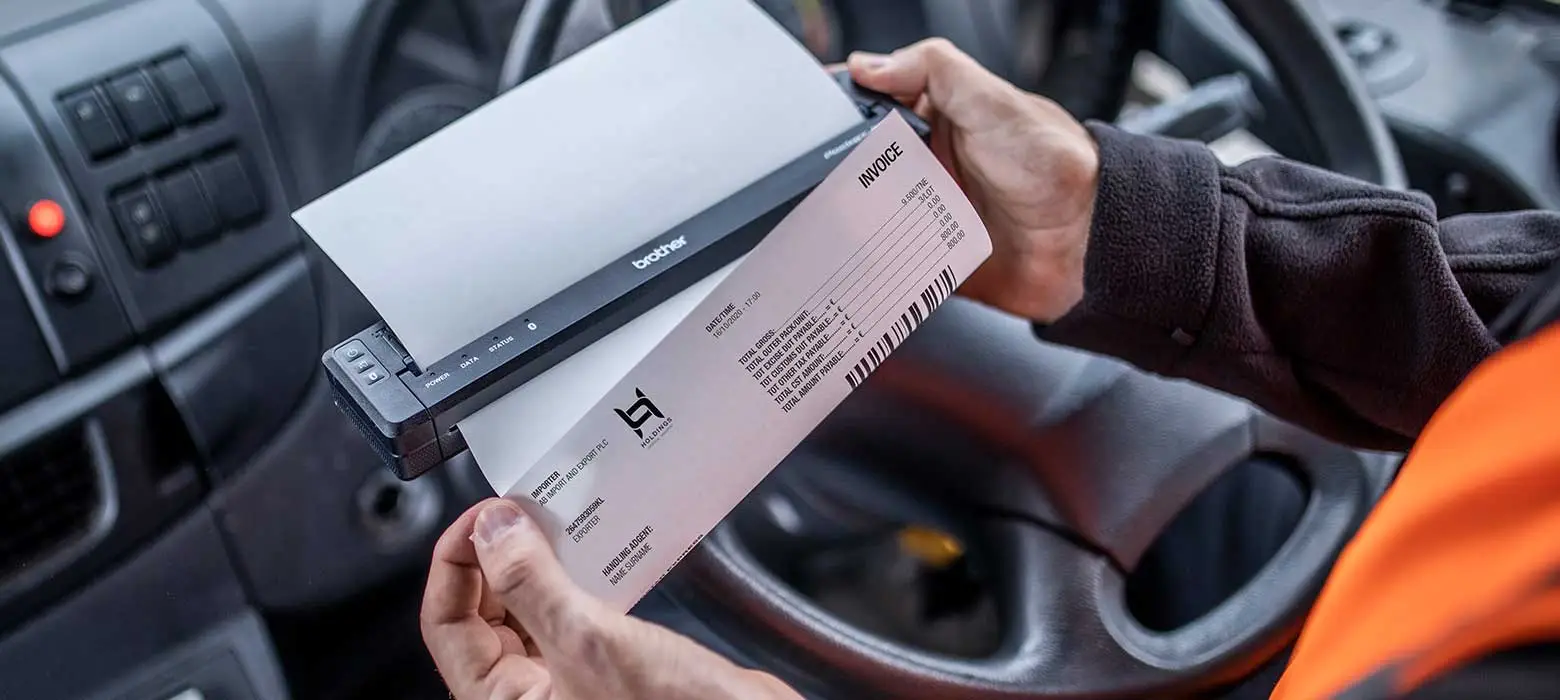 In vehicle printing of invoice, steering wheel, hi-vis, dash board
